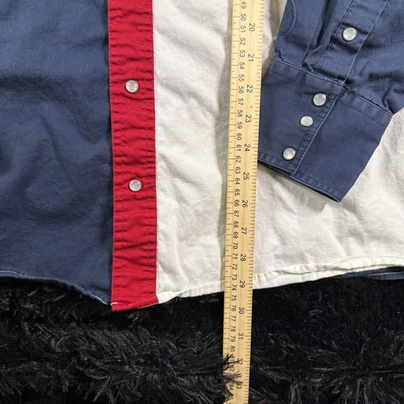 Roper Shirt Mens XL Red White Blue Western Pearl Snap USA Flag Stars Stripes - Picture 7 of 10
